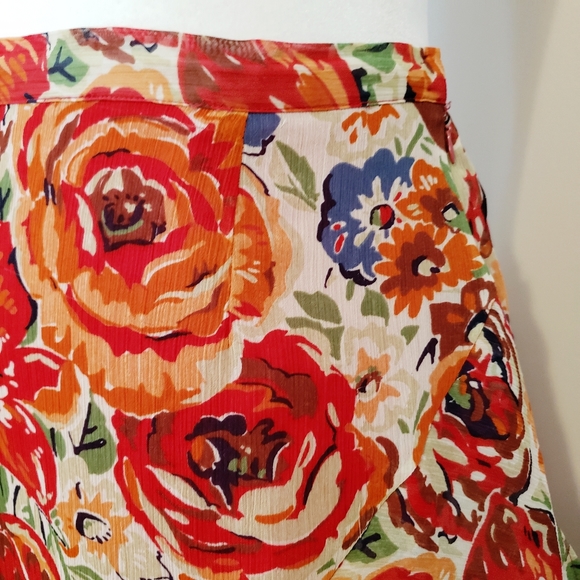 VINTAGE FLORAL RUFFLED CHIFFON SKIRT long - Picture 3 of 11